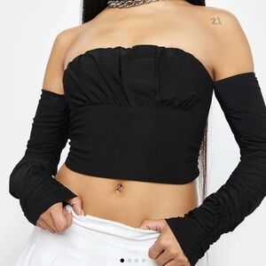 Better Be Black Off-Shoulder Crop Top